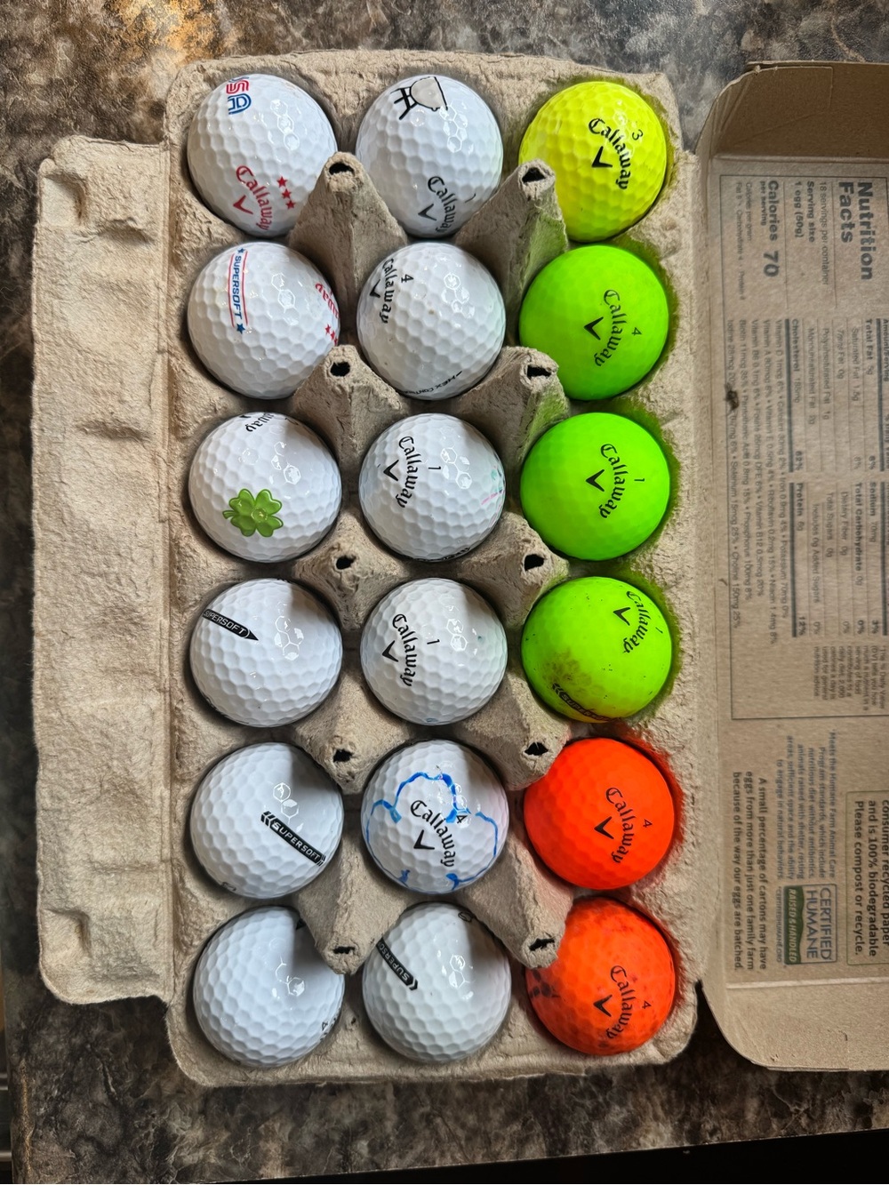 Callaway Supersoft White, Green & Orange Golf Ball Mix - 18 Pack